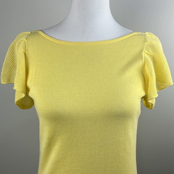 Lilly Pulitzer Yellow Sweater Top Sz S Flutter Sleeve Cotton Preppy Feminine - Picture 3 of 13